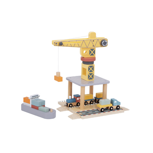 Wooden Toy | Port Crane Cargo Set