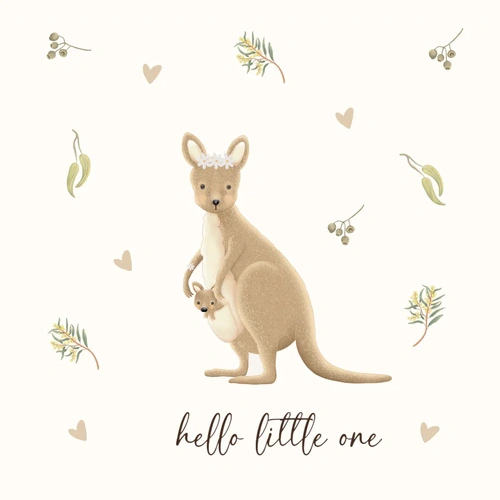Hello Little One Card I Kangaroo