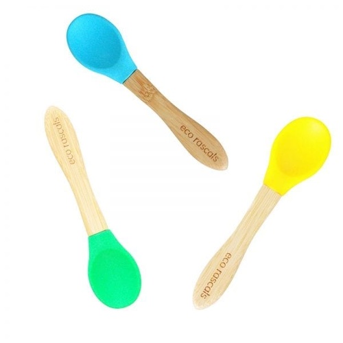 Eco Rascals Organic Bamboo Baby Spoon Set - Yellow/Green/Blue