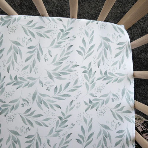 Waterproof Organic Cotton Fitted Cot Sheet - Organic Leaf