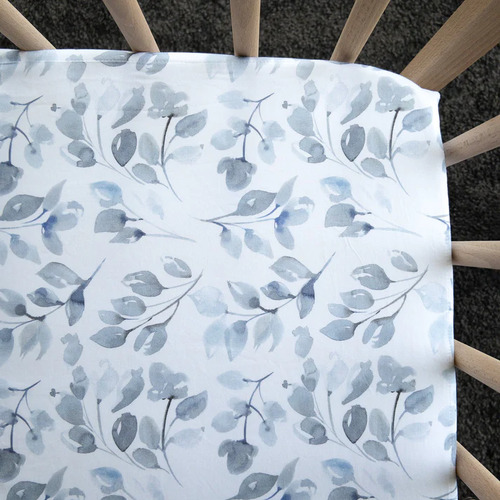 Waterproof Organic Cotton Fitted Cot Sheet - Soft Foliage
