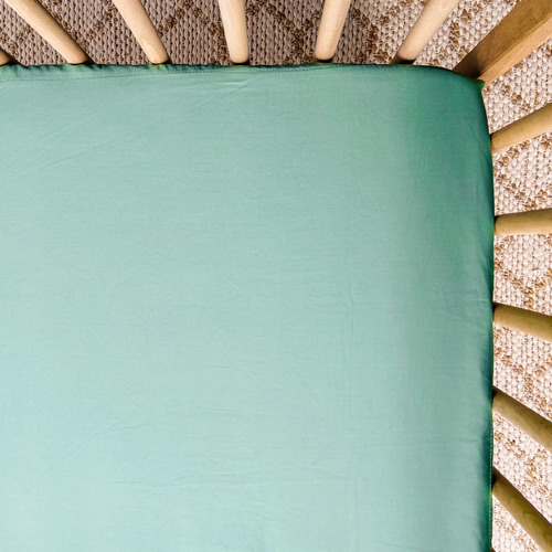Waterproof Organic Cotton Fitted Cot Sheet - Sea Green
