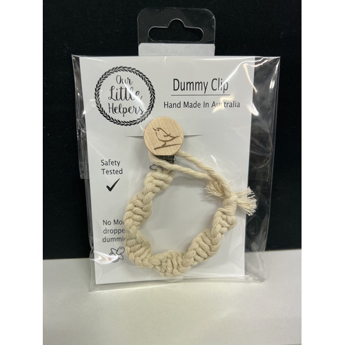 Macrame Dummy Clip - Natural Ivory Twist With Bird