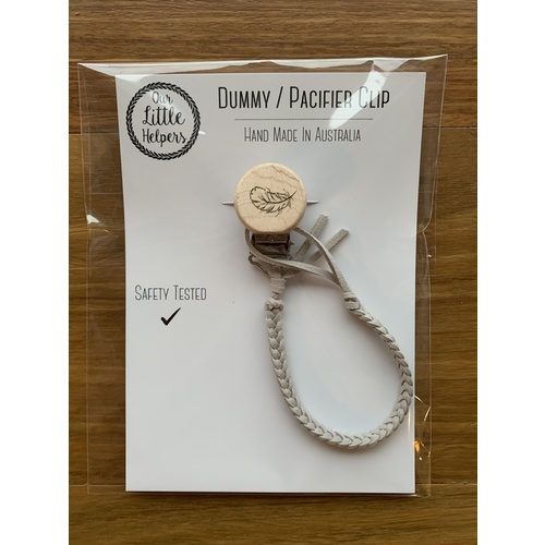Faux Leather Dummy Clip - Ash Grey With Feather