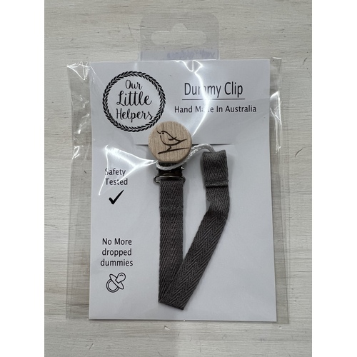 Cotton Dummy Clip - Grey With Bird
