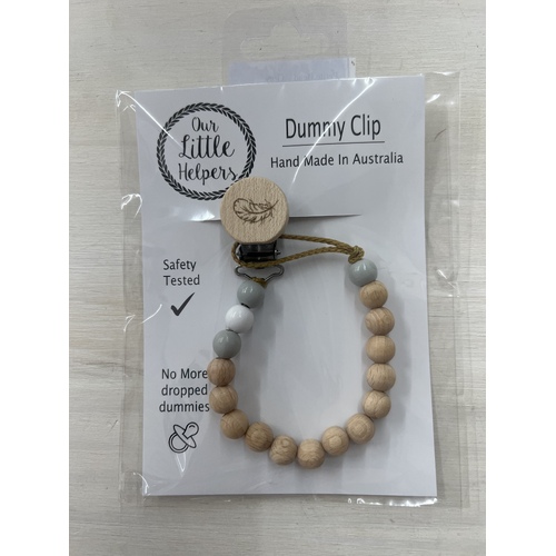 Bead Dummy Clip - Grey/White With Feather