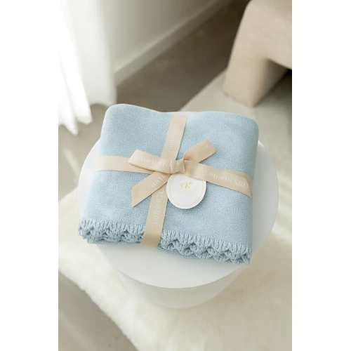 Heritage Knit Blanket I Traditional Blue
