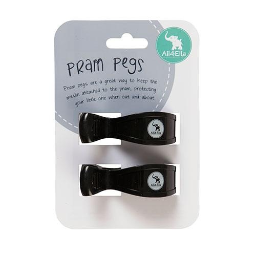 2 Pack Pram Pegs - Black