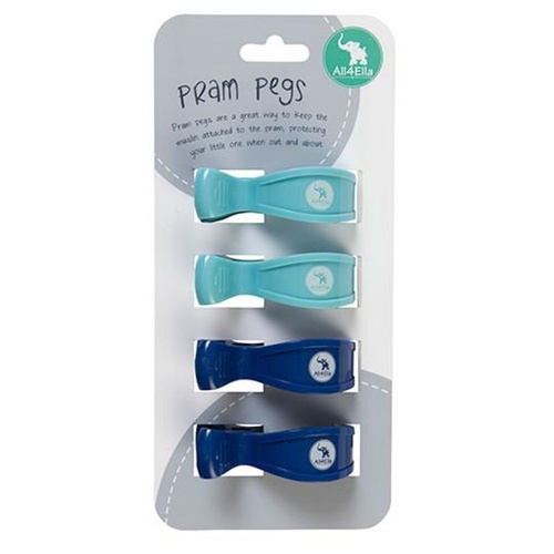 4 pack Pram Pegs - Blue/Navy