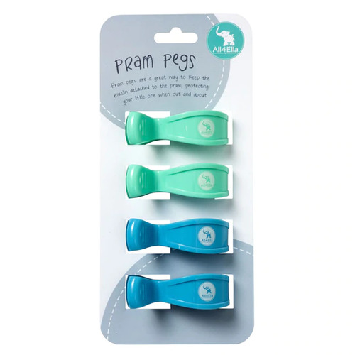 4 pack Pram Pegs - Pastel Green/Blue