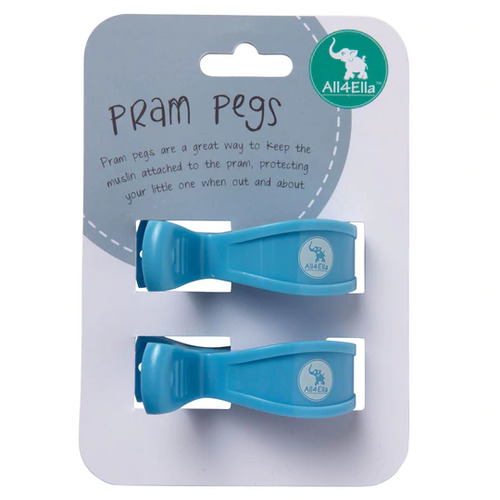 2 Pack Pram Pegs - Pastel Blue