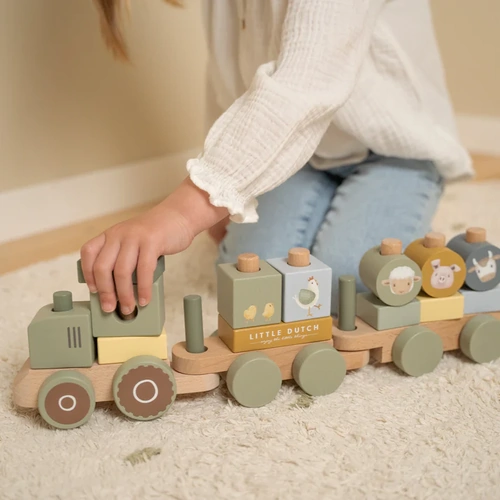Wooden Stacking Train Tractor I Little Farm