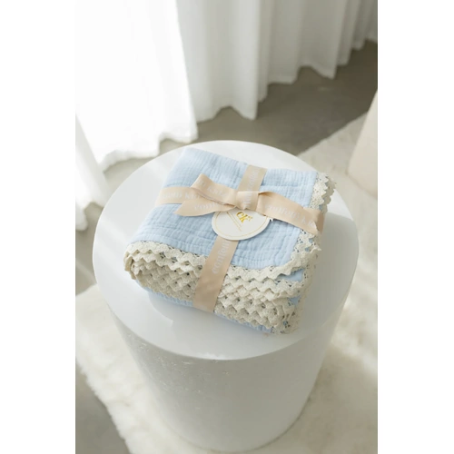 Classic Muslin Blanket I Soft Blue