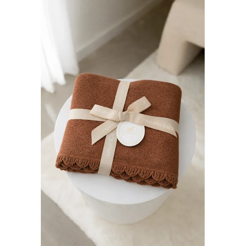 Heirloom Knit Blanket I Chocolate