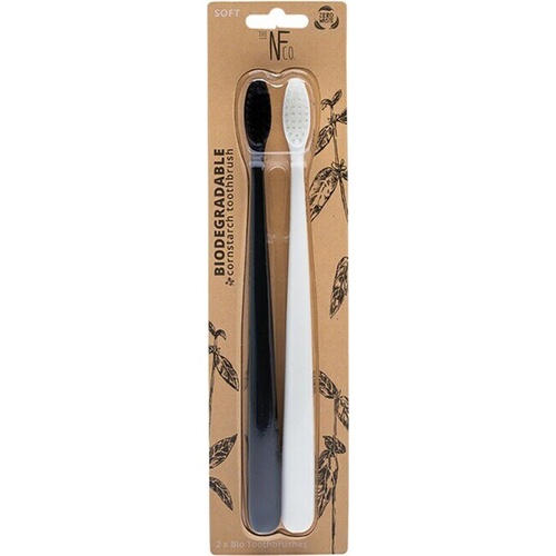 Biodegradable Cornstarch Toothbrush Twin Pack - Black And Ivory
