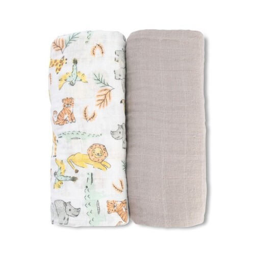 2 Pack Muslin Swaddles - Ernie Elephant