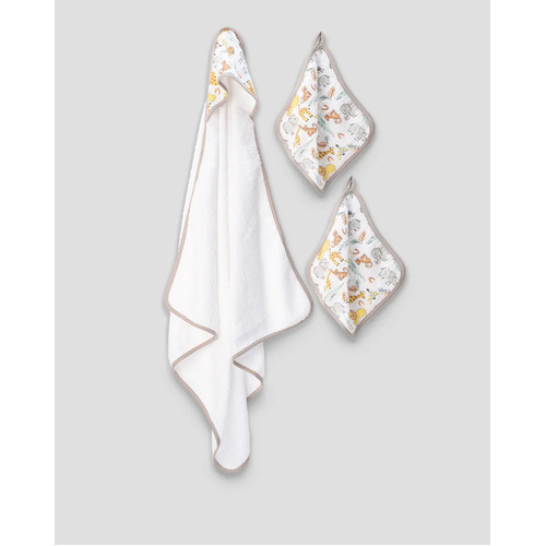 Muslin Hooded Towel + Washers - Ernie Elephant