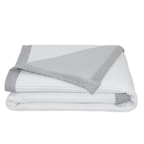 Cot Waffle Baby Blanket - Grey Stripe