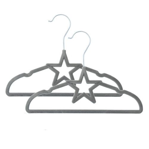 6 Pack Non Slip Baby Coat Hangers - Grey Star