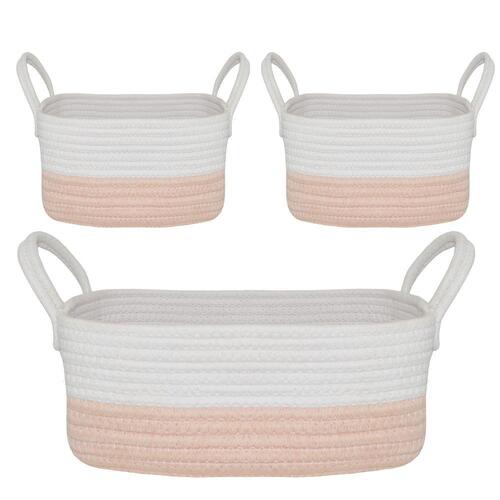 3 Piece Storage Set - Blush Pink/White