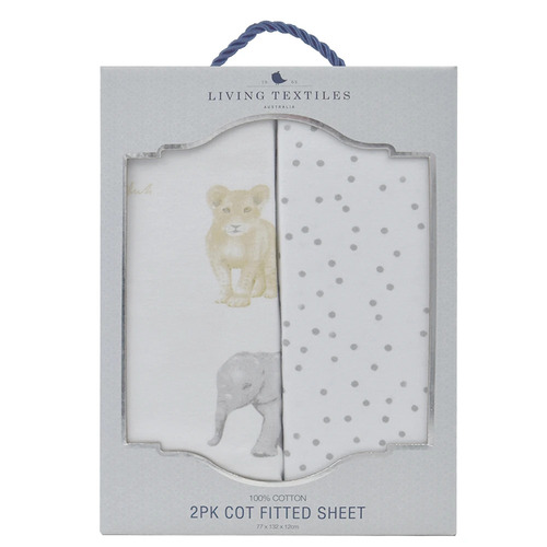 2 Pack Jersey Fitted Cot Sheets - Savanna Babies/Pitter Patter