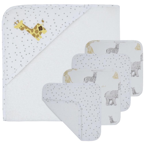 5 Piece Bath Gift Set - Savanna Babies/Pitter Patter