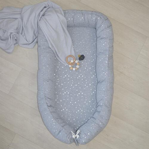 Baby Nest Portable Baby Lounger - Silver Stars