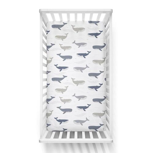 Fitted Cot Sheet - Whales/Oceania