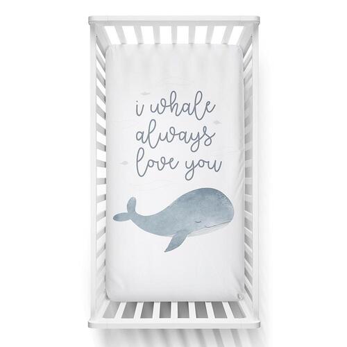 Fitted Cot Sheet - Whale Love You