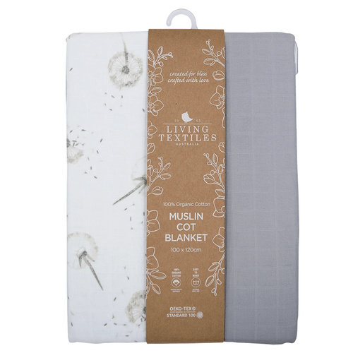 Organic Muslin Cot Blanket - Dandelion