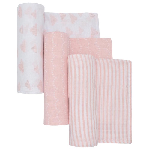 3 Pack Muslin Baby Wraps - Blush Pink