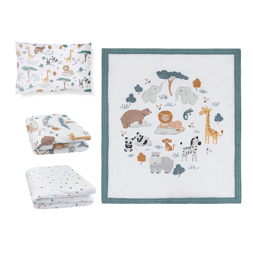 4 Piece Nursery Set - Day At The Zoo