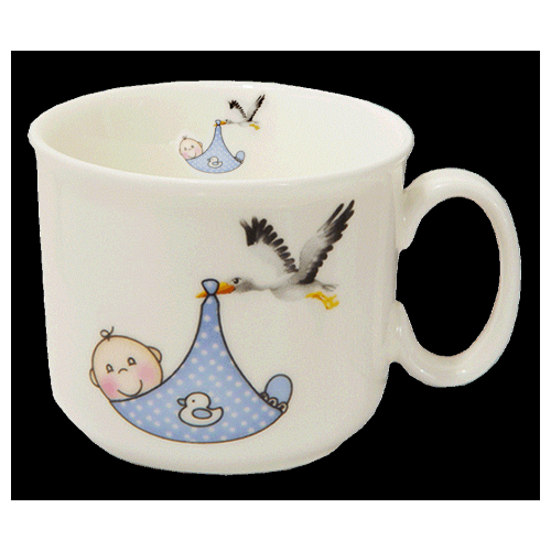 Porcelain Baby Stork Mug - Blue