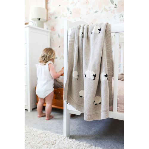 Baa Baa Organic Cotton Blanket - Latte