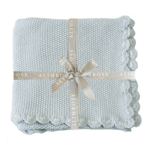 Knit Mini Moss Stitch Blanket - Powder Blue