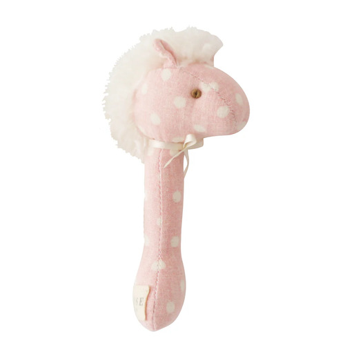 Horse Stick Rattle - Pink White Spot