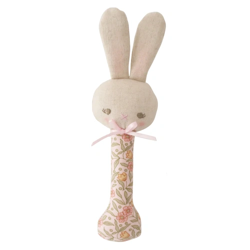 Baby Bunny Stick Rattle - Blossom Lily Pink