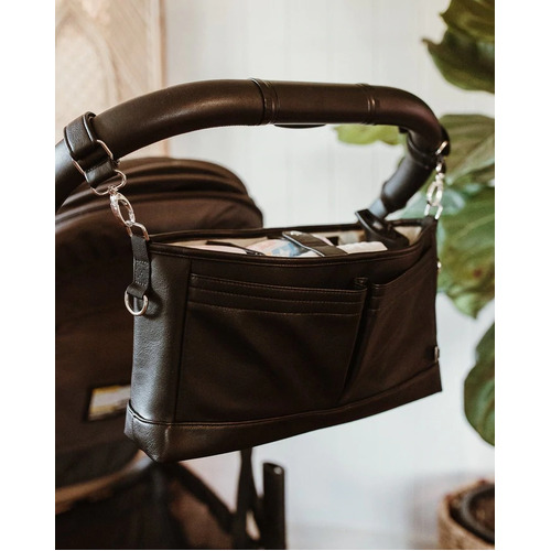 OiOi Faux Leather Stroller Organiser/Pram Caddy - Black