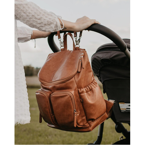 Faux Leather Nappy Backpack - Tan