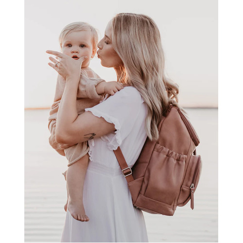 Faux Leather Nappy Backpack - Dusty Pink