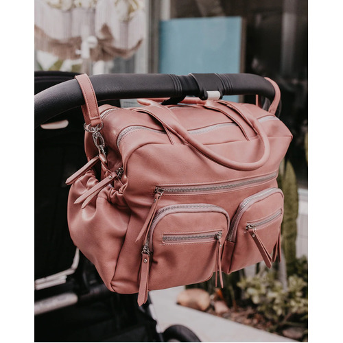 Faux Leather Carry All Nappy Bag - Dusty Rose