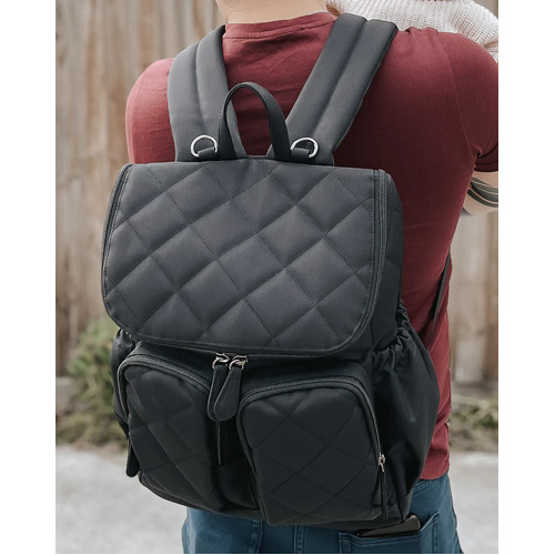 Nylon Quilt Nappy Backpack - Black
