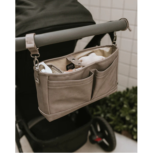 OiOi Faux Leather Stroller Organiser/Pram Caddy - Taupe