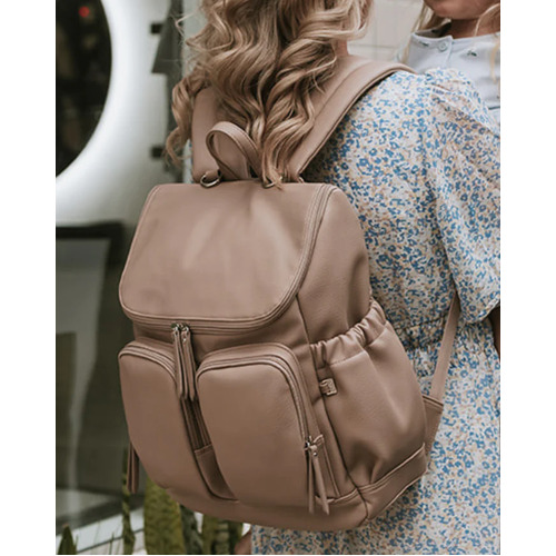 OiOi Dimple Faux Leather Nappy Backpack - Oat