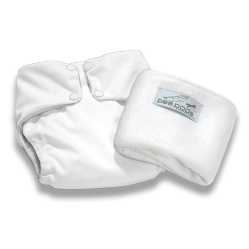 Pea Pods ONE Size Reusable Nappy - White