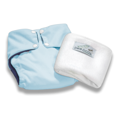 Pea Pods ONE Size Reusable Nappy - Pastel Blue