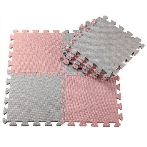 Foam Puzzle Floor Mat - Light Grey/Pink
