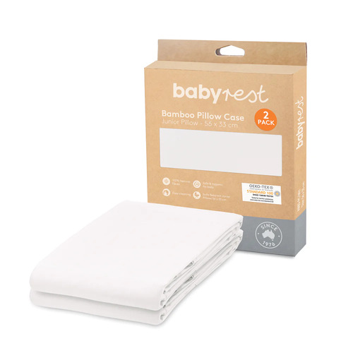 Babyrest 2 Pack Junior Bamboo Pillow Cases - White