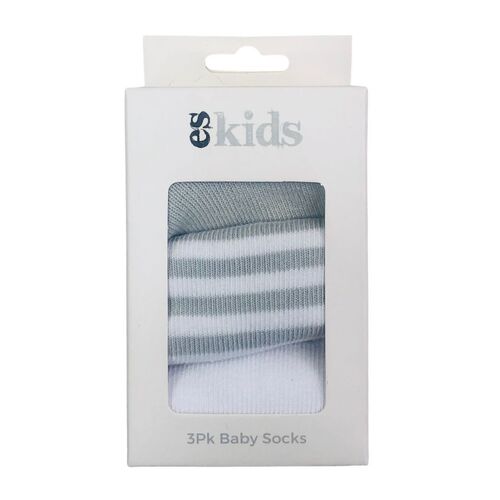 3 Pack Baby Socks - Grey Stripe
