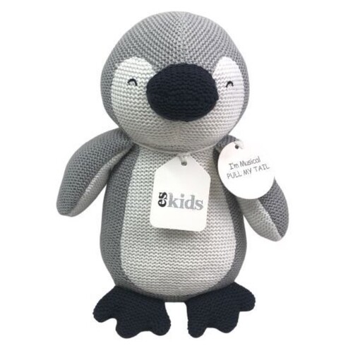 Knitted Musical Penguin - Grey